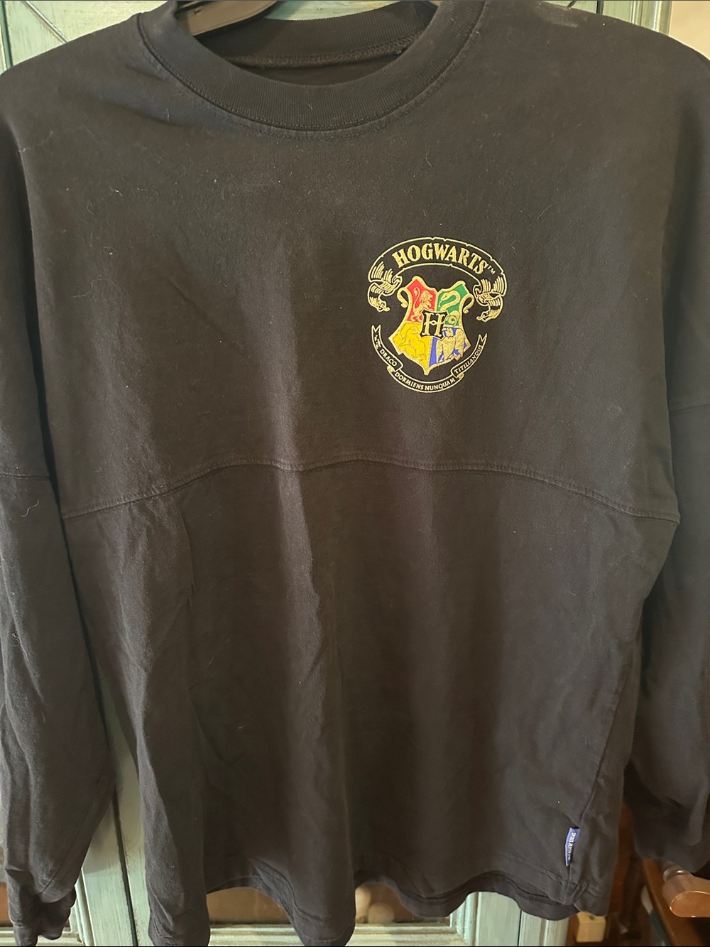 Black Crewneck Sweatshirt with Hogwarts Crest Patch Size M